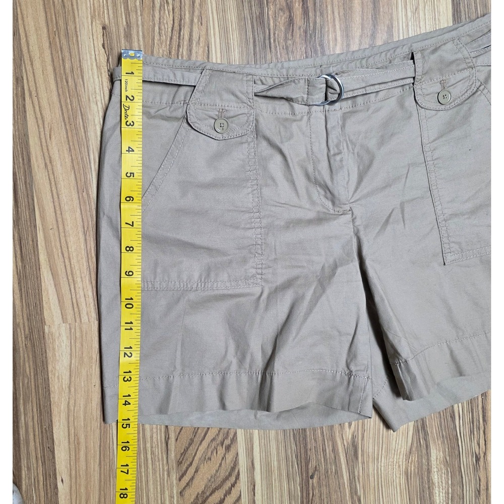 Talbots Petites Belted Shorts Women's‎ Size 6P Khaki Cotton Casual - Picture 8 of 8